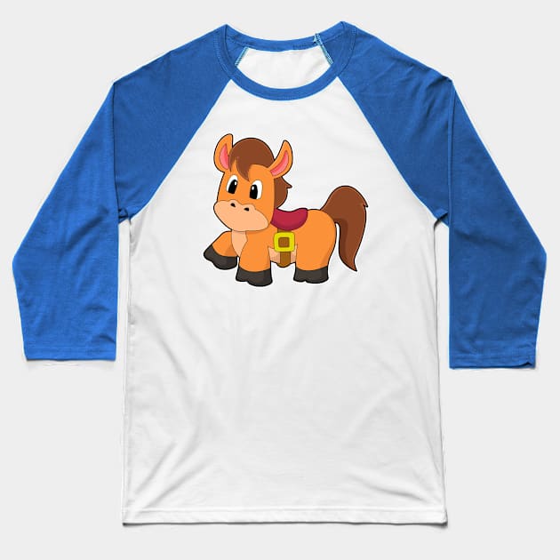 Horse with Saddle Baseball T-Shirt by Markus Schnabel